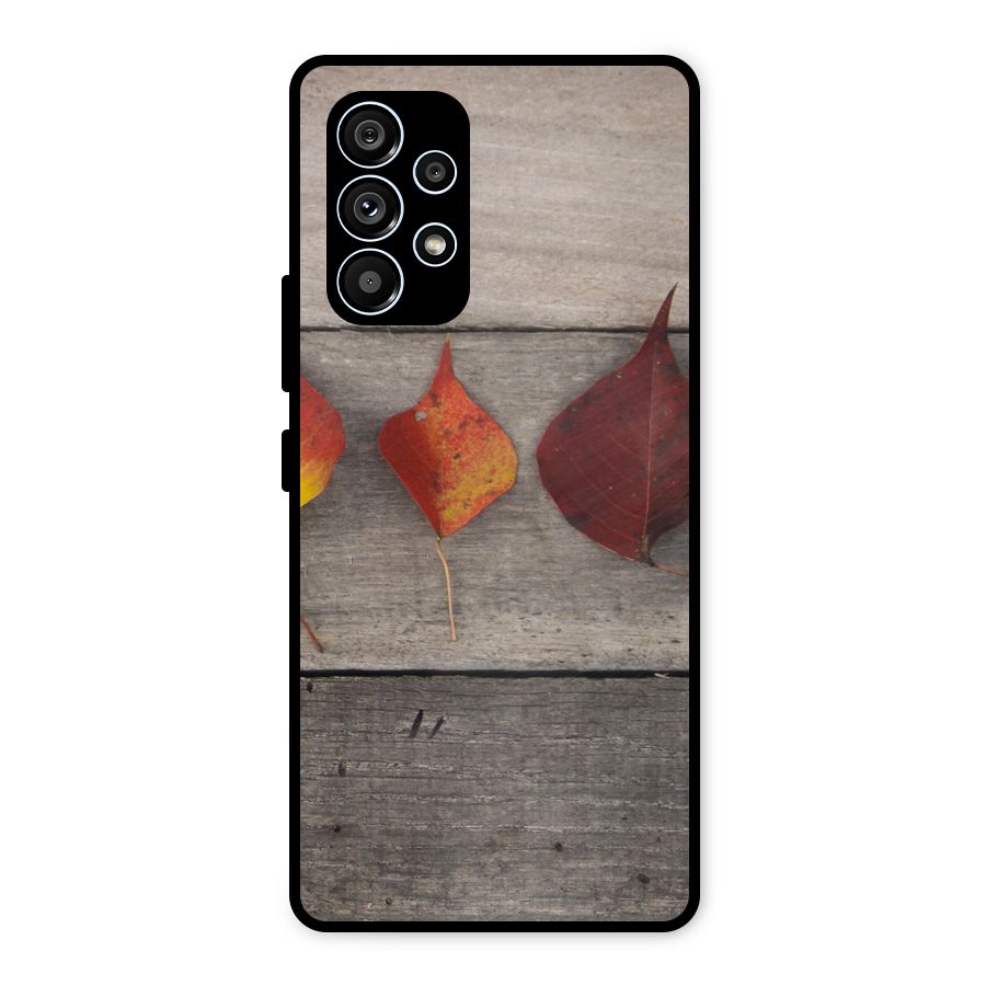 Beautiful Wood Leafs Metal Back Case for Galaxy A53 5G