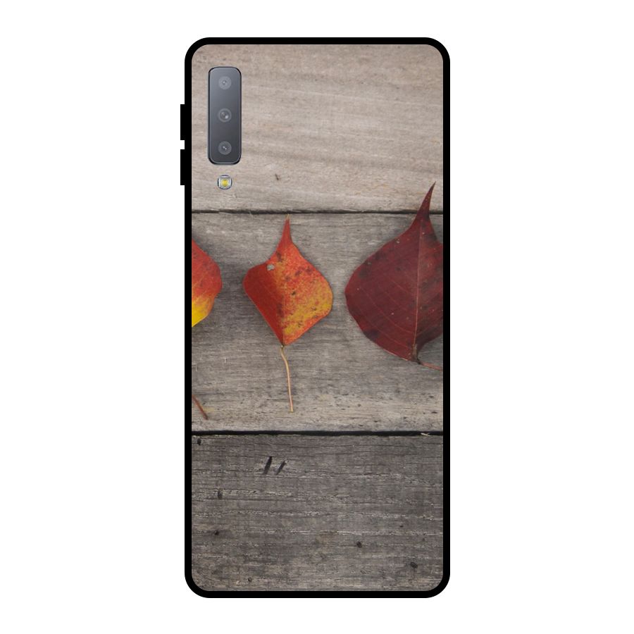 Beautiful Wood Leafs Metal Back Case for Galaxy A7 (2018)