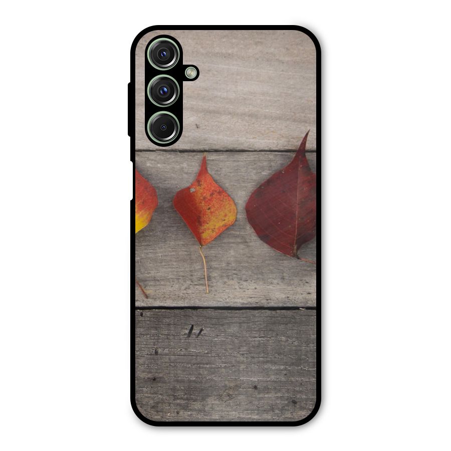Beautiful Wood Leafs Metal Back Case for Galaxy F34