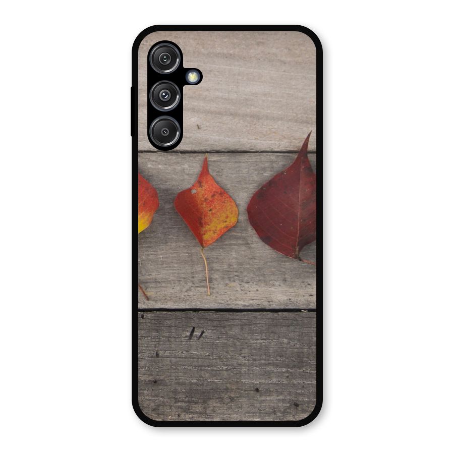 Beautiful Wood Leafs Metal Back Case for Galaxy M34 5G