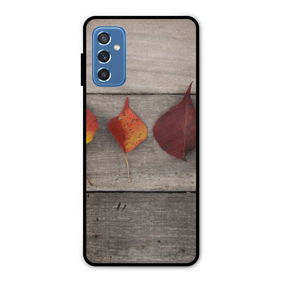 Beautiful Wood Leafs Metal Back Case for Galaxy M52 5G
