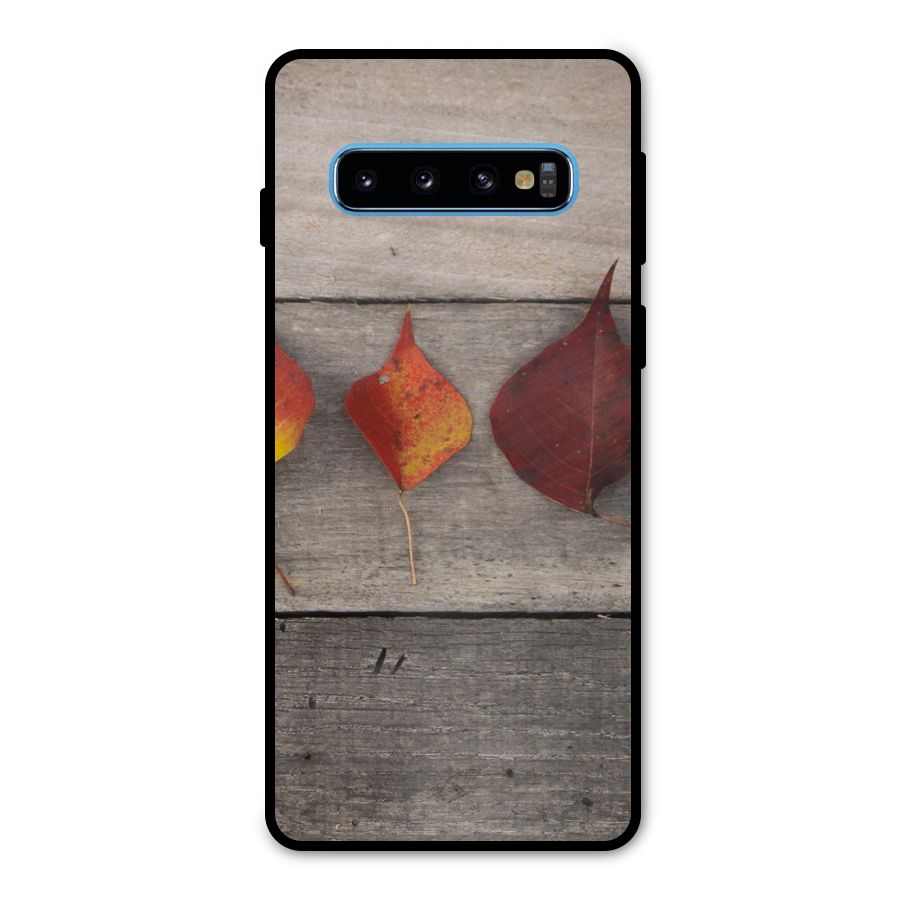 Beautiful Wood Leafs Metal Back Case for Galaxy S10