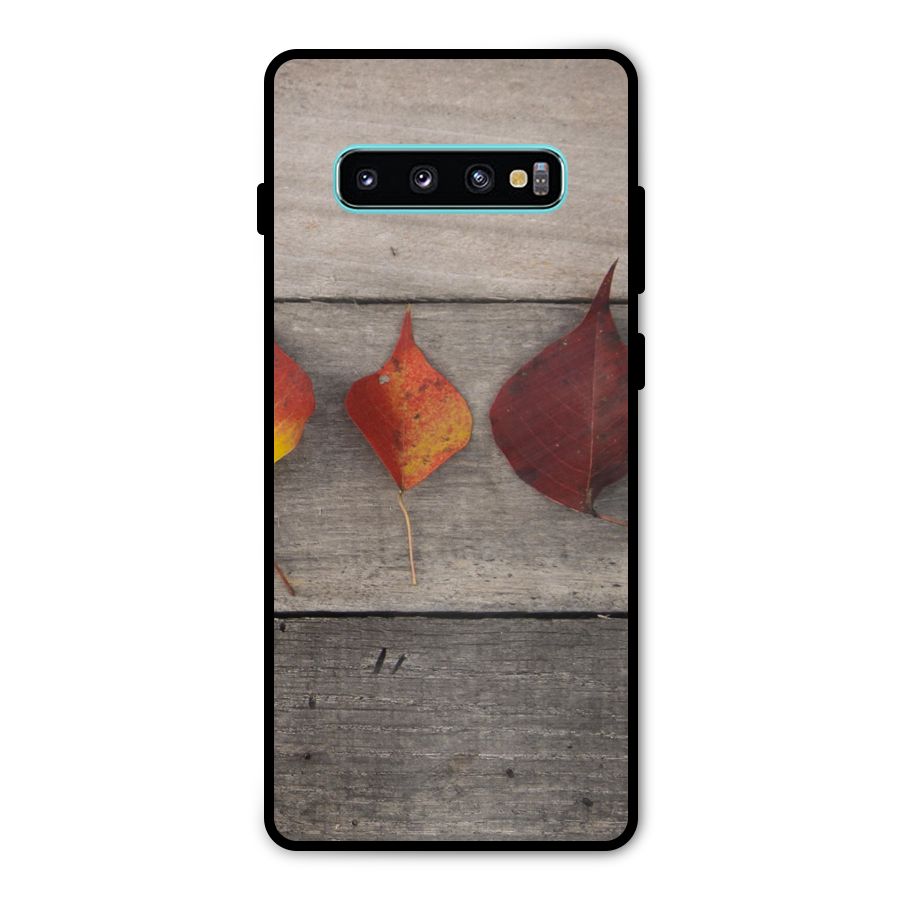 Beautiful Wood Leafs Metal Back Case for Galaxy S10 Plus