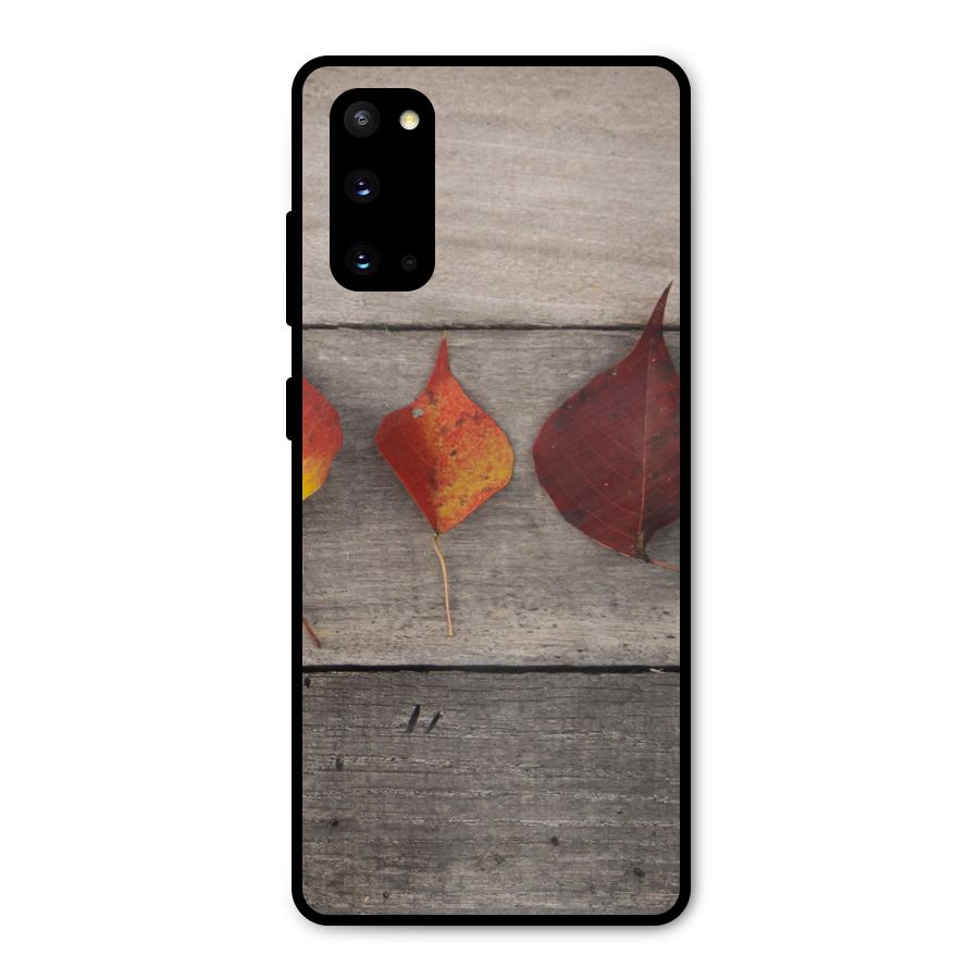 Beautiful Wood Leafs Metal Back Case for Galaxy S20