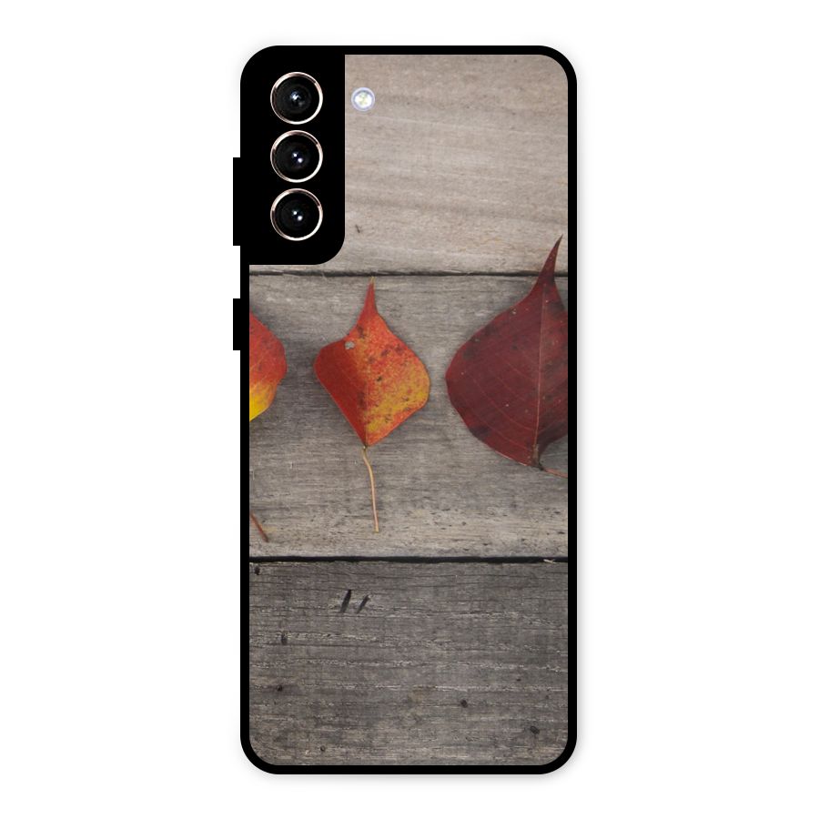 Beautiful Wood Leafs Metal Back Case for Galaxy S21 Plus