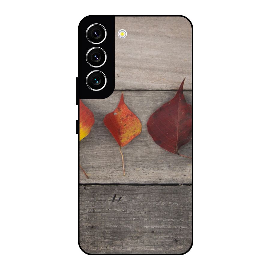 Beautiful Wood Leafs Metal Back Case for Galaxy S22 5G