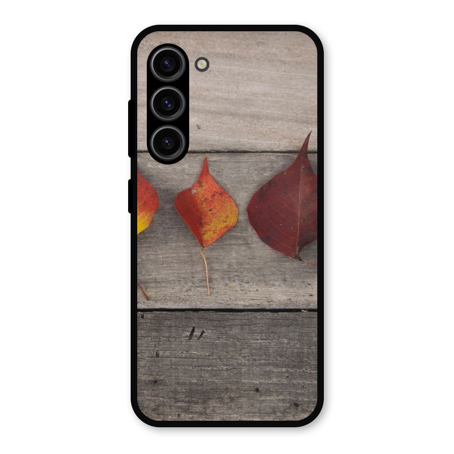 Beautiful Wood Leafs Metal Back Case for Galaxy S23