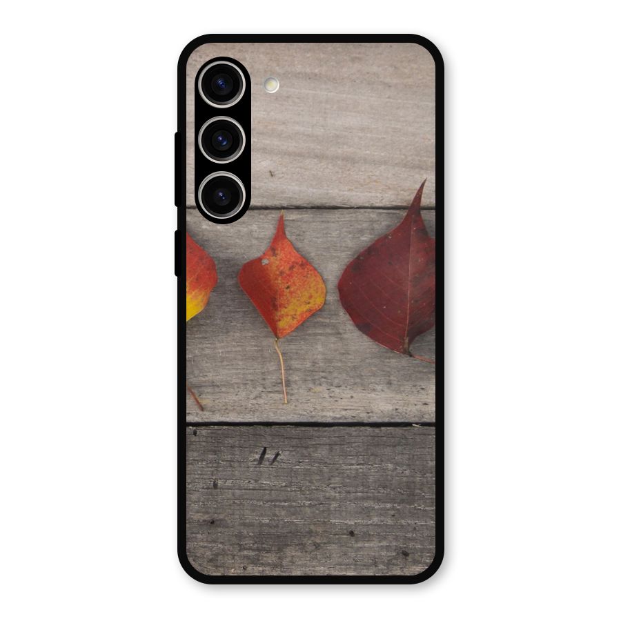 Beautiful Wood Leafs Metal Back Case for Galaxy S23 Plus
