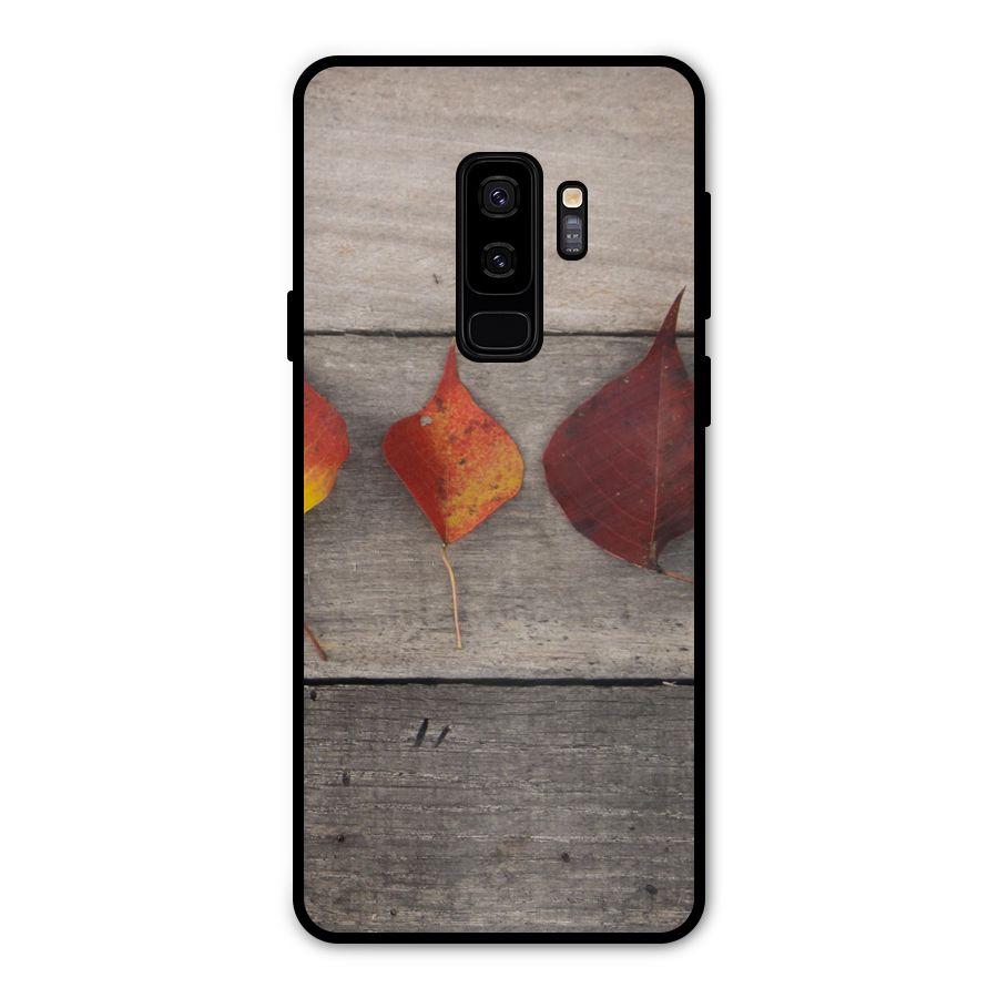Beautiful Wood Leafs Metal Back Case for Galaxy S9 Plus