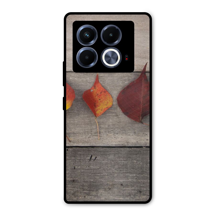 Beautiful Wood Leafs Metal Back Case for Infinix Note 40 5G