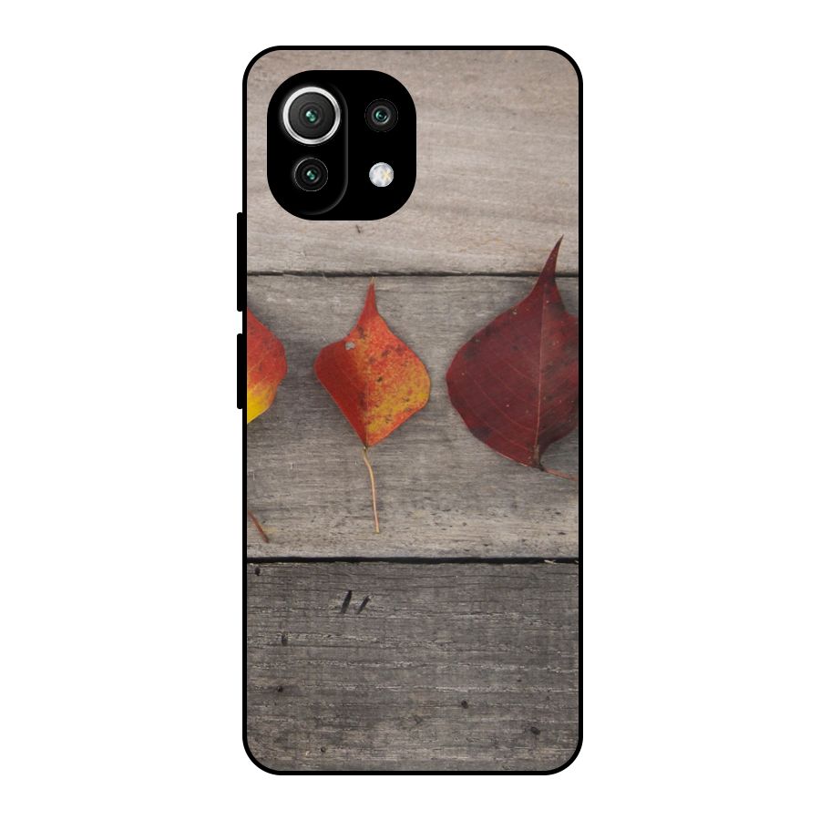 Beautiful Wood Leafs Metal Back Case for Mi 11 Lite NE 5G