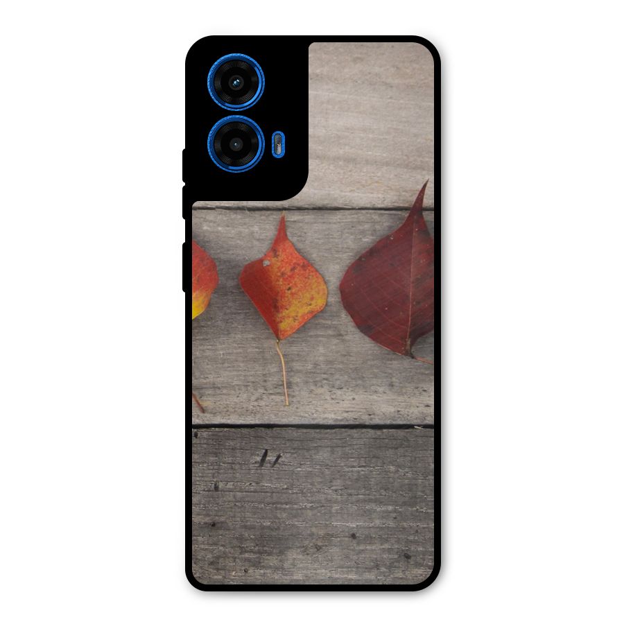 Beautiful Wood Leafs Metal Back Case for Moto G45