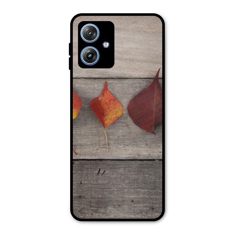 Beautiful Wood Leafs Metal Back Case for Moto G54