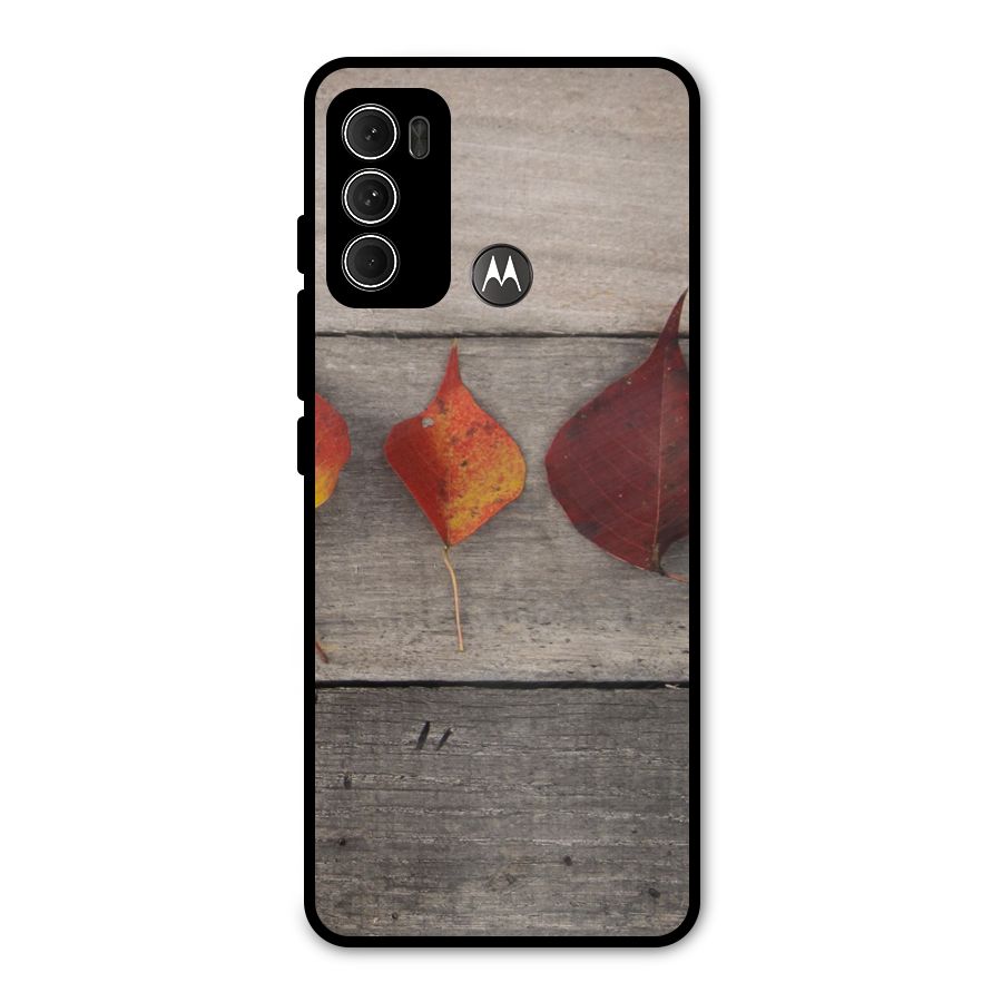 Beautiful Wood Leafs Metal Back Case for Moto G60