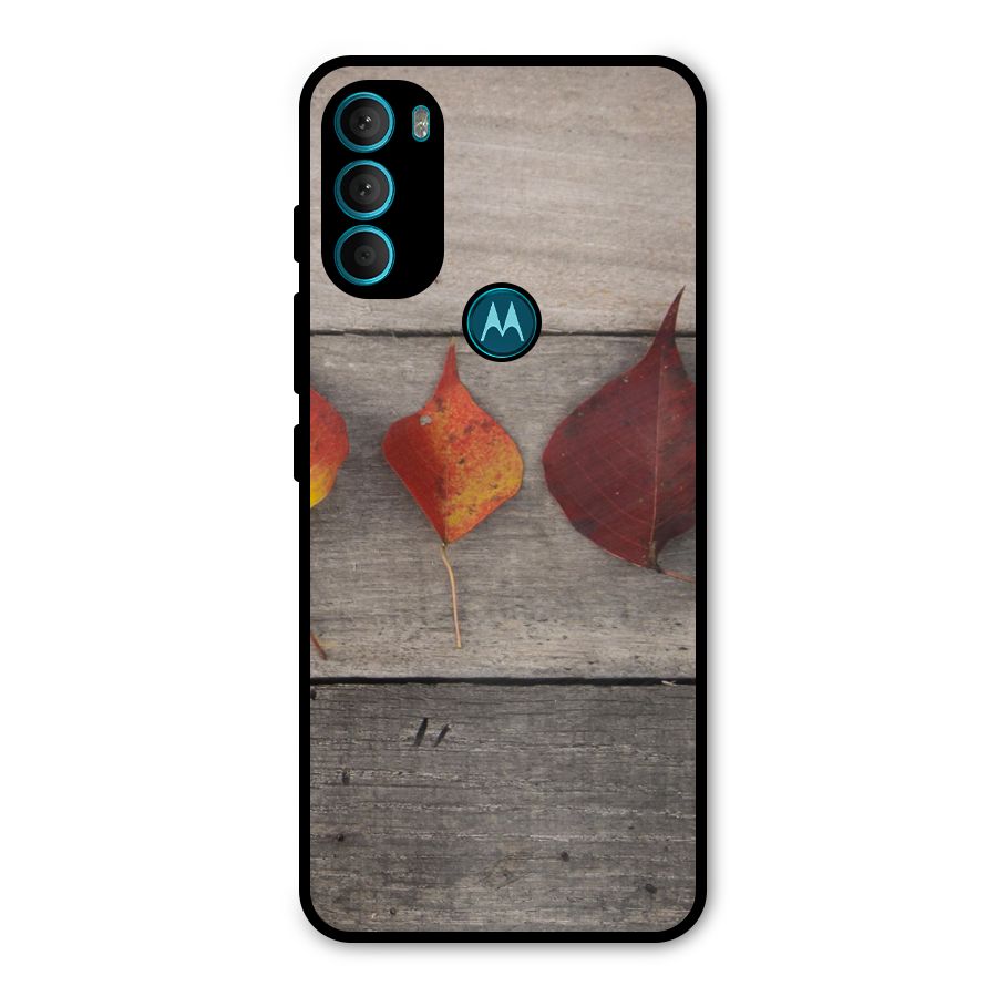 Beautiful Wood Leafs Metal Back Case for Moto G71 5G