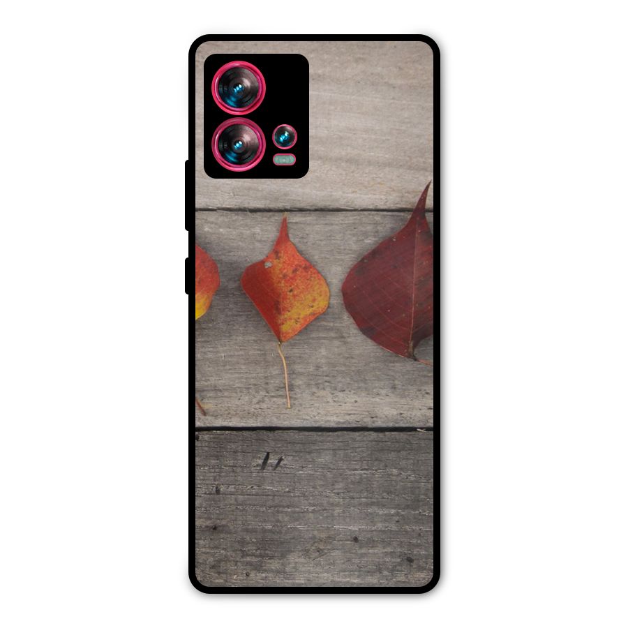 Beautiful Wood Leafs Metal Back Case for Motorola Edge 30 Fusion