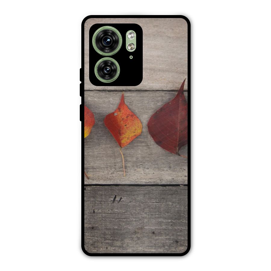 Beautiful Wood Leafs Metal Back Case for Motorola Edge 40 5G