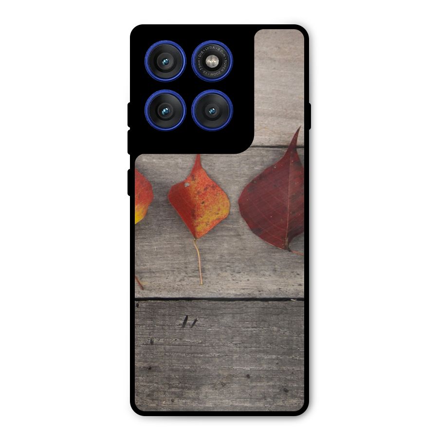 Beautiful Wood Leafs Metal Back Case for Motorola Edge 60 Pro