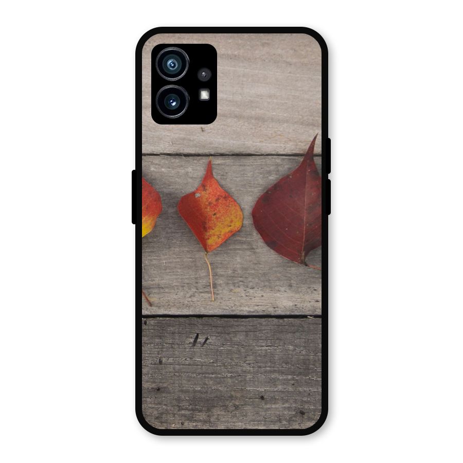 Beautiful Wood Leafs Metal Back Case for Nothing Phone 1