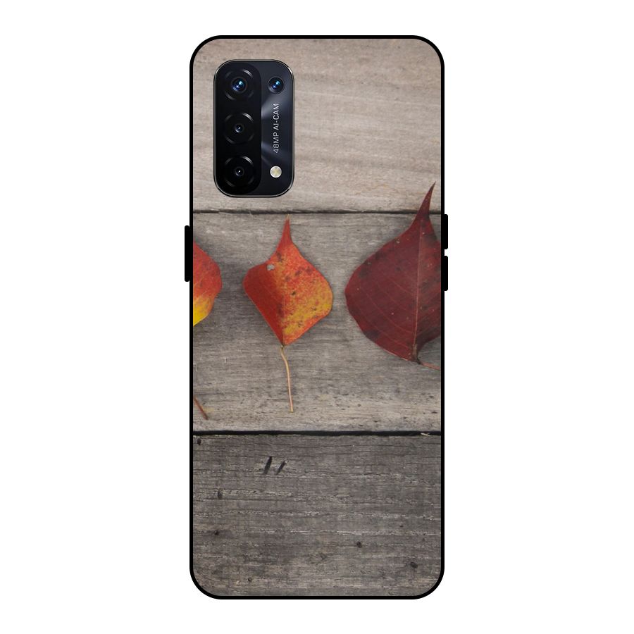Beautiful Wood Leafs Metal Back Case for Oppo A74 5G