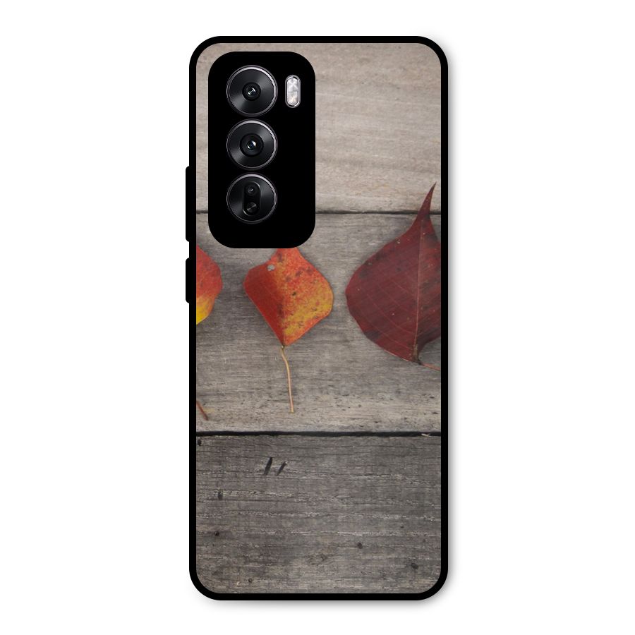 Beautiful Wood Leafs Metal Back Case for Oppo Reno12