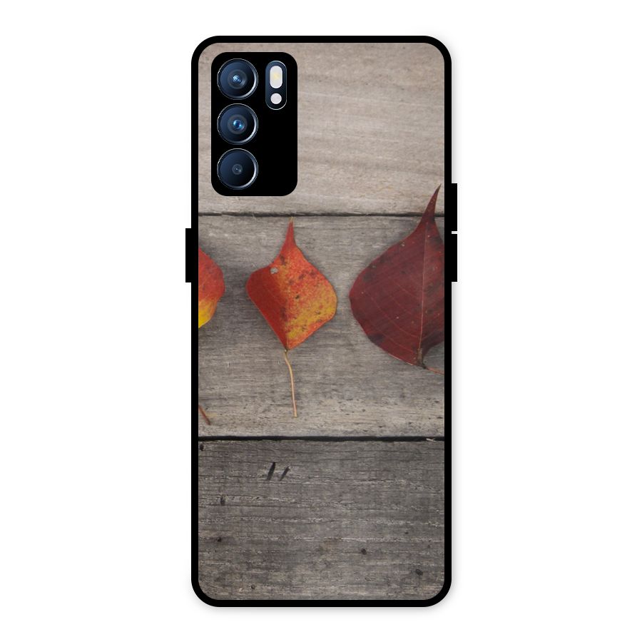 Beautiful Wood Leafs Metal Back Case for Oppo Reno6 5G