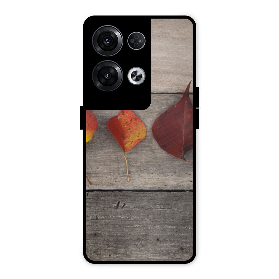 Beautiful Wood Leafs Metal Back Case for Oppo Reno8 Pro 5G