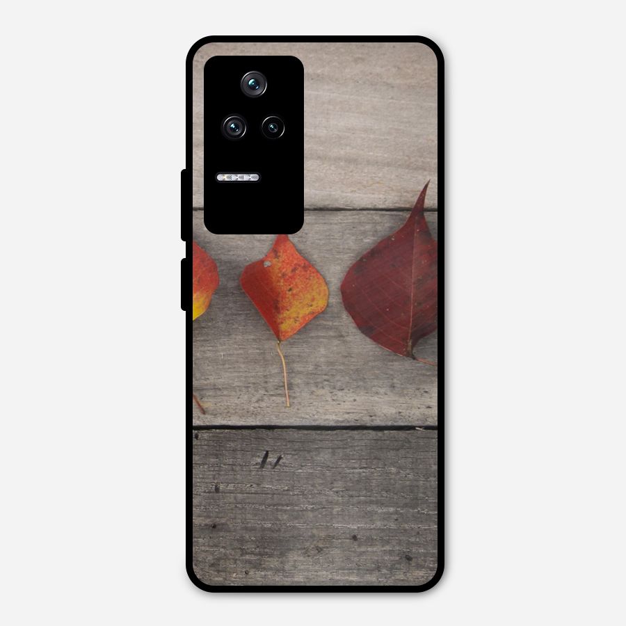 Beautiful Wood Leafs Metal Back Case for Poco F4 5G