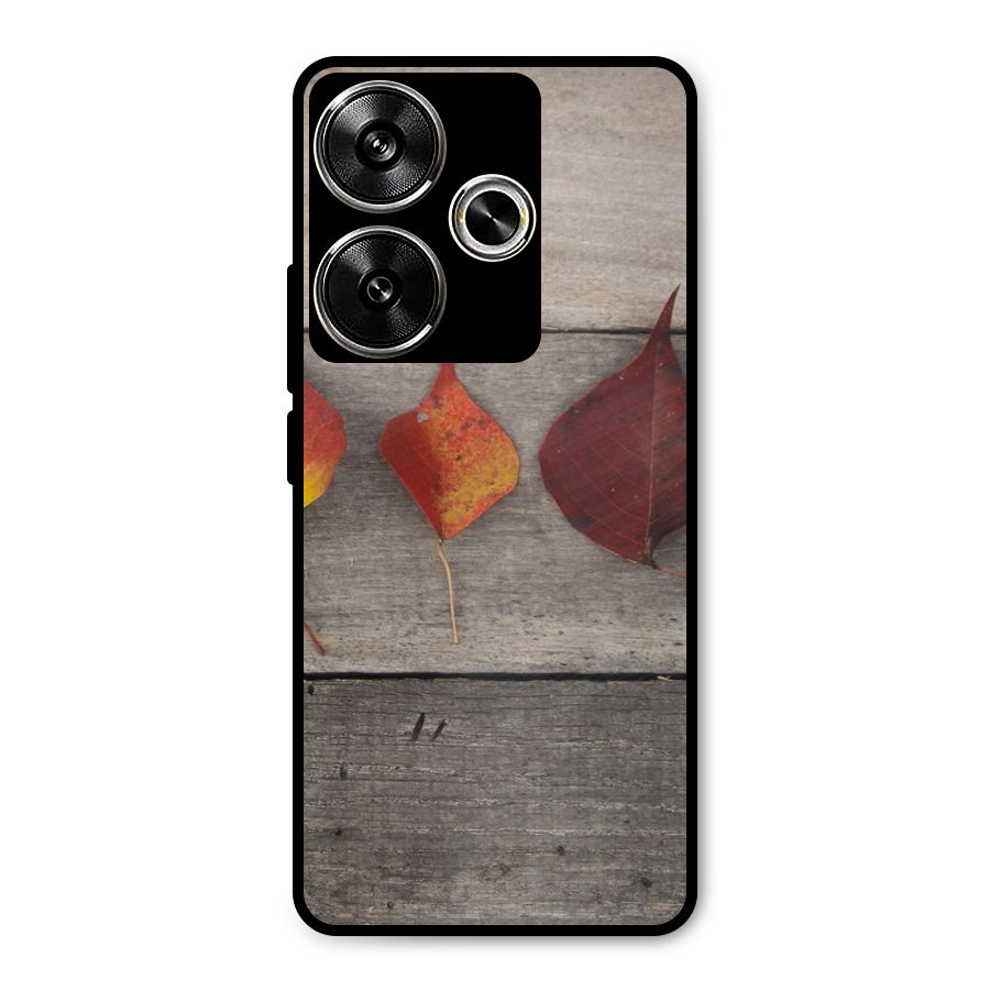 Beautiful Wood Leafs Metal Back Case for Poco F6