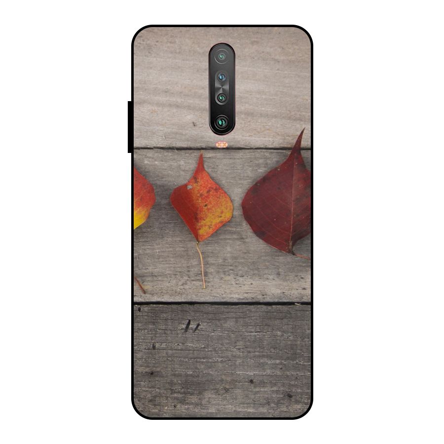 Beautiful Wood Leafs Metal Back Case for Poco X2