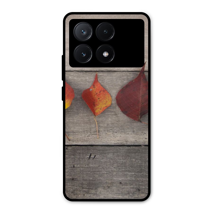 Beautiful Wood Leafs Metal Back Case for Poco X6 Pro