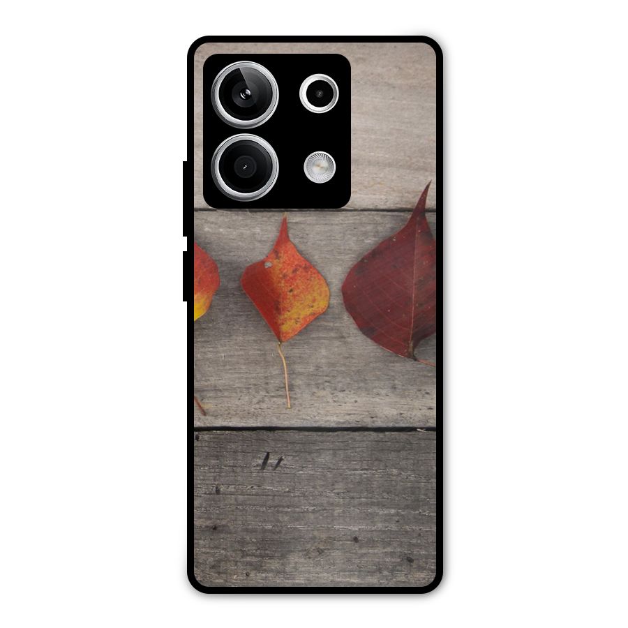 Beautiful Wood Leafs Metal Back Case for Redmi Note 13 5G