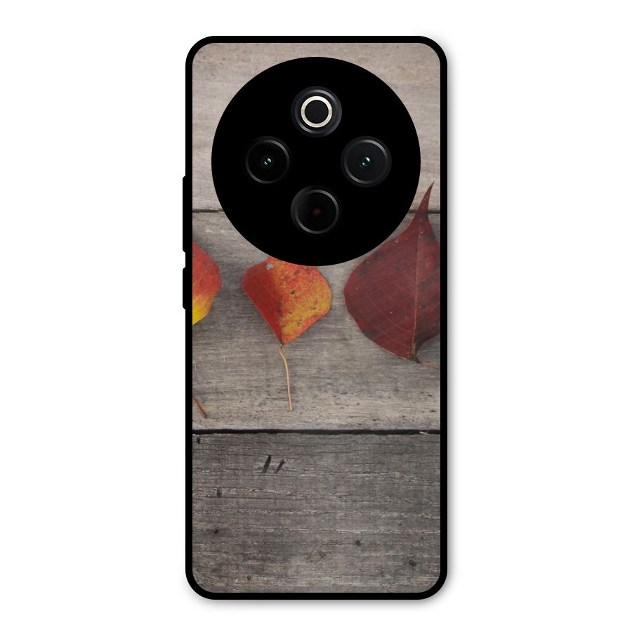 Beautiful Wood Leafs Metal Back Case for Vivo T4