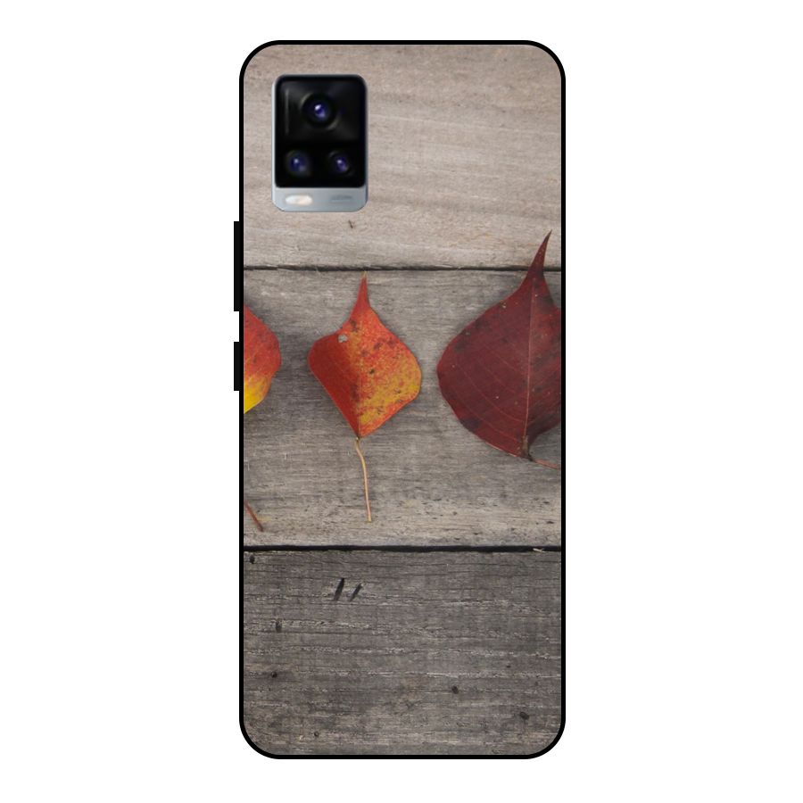 Beautiful Wood Leafs Metal Back Case for Vivo V20 2021