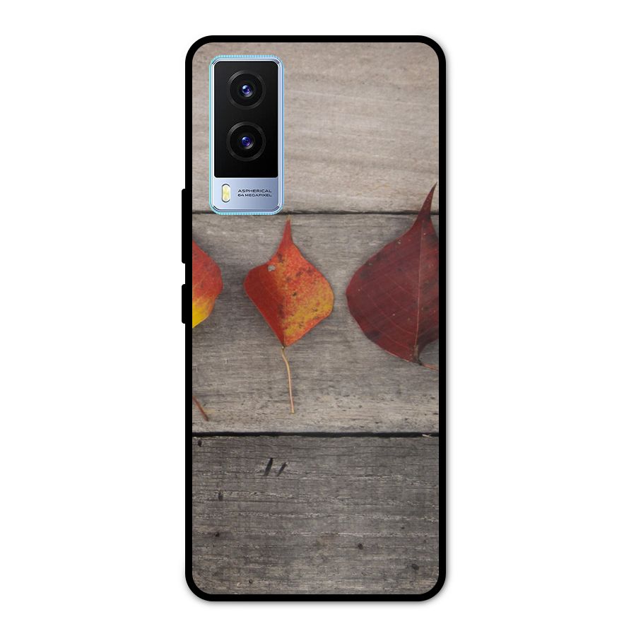 Beautiful Wood Leafs Metal Back Case for Vivo V21e 5G