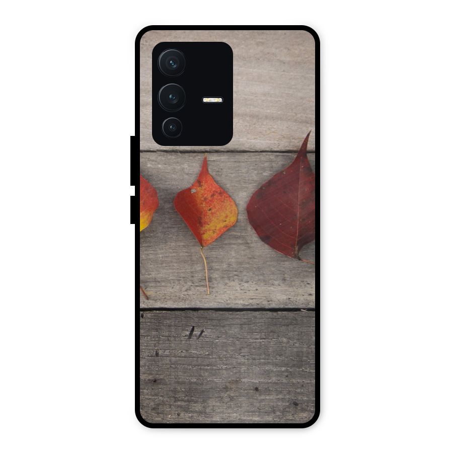 Beautiful Wood Leafs Metal Back Case for Vivo V23 5G