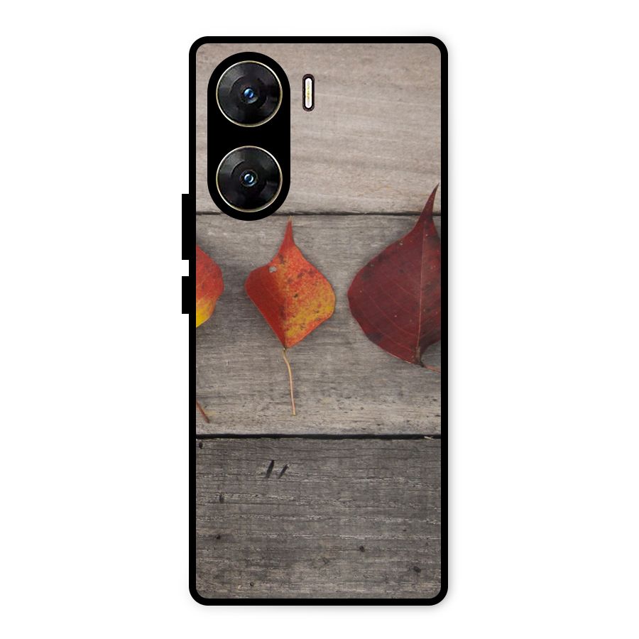 Beautiful Wood Leafs Metal Back Case for Vivo V29e