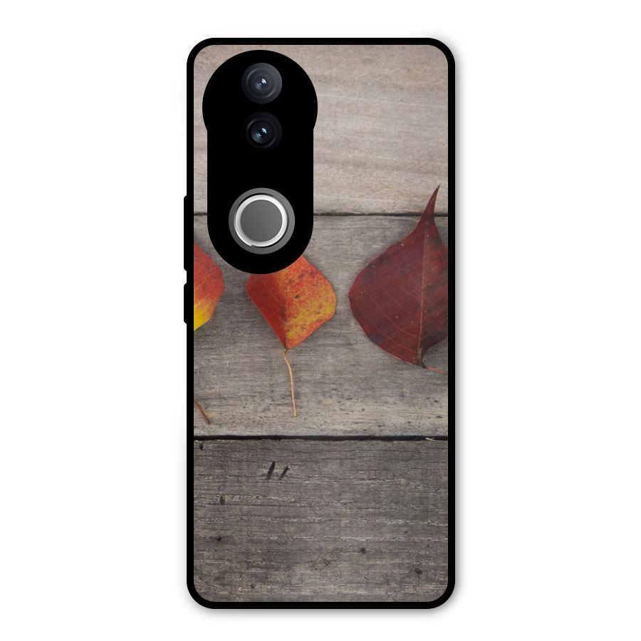 Beautiful Wood Leafs Metal Back Case for Vivo V50e