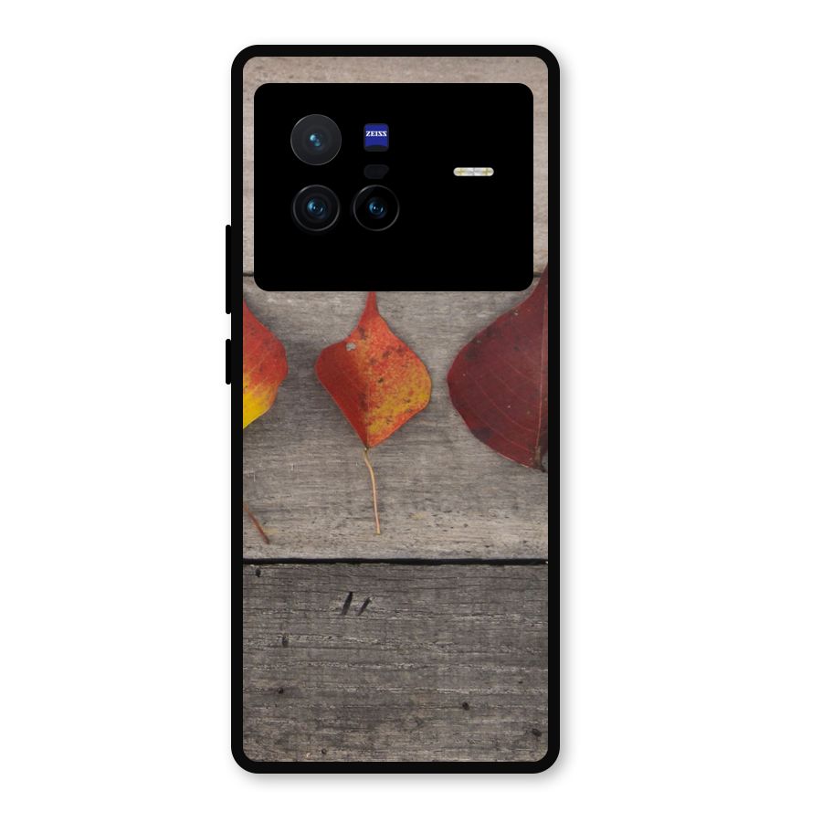 Beautiful Wood Leafs Metal Back Case for Vivo X80