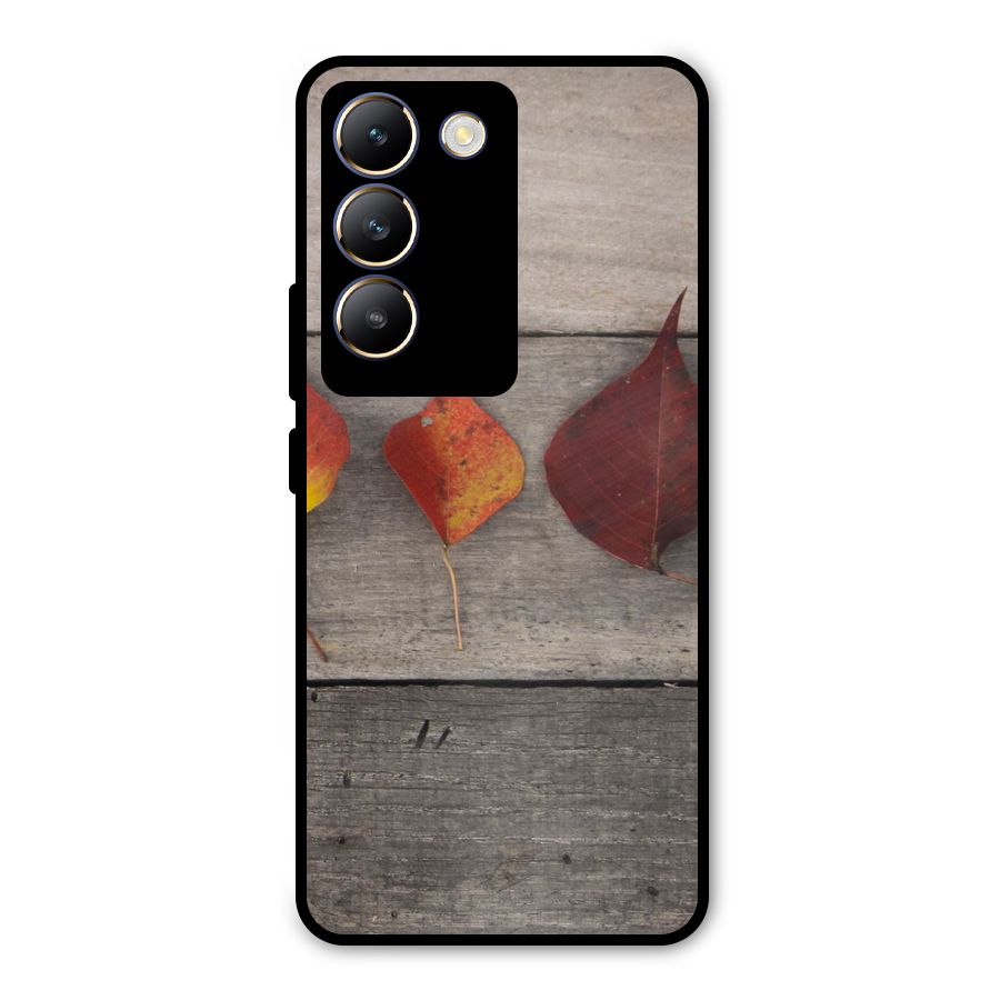 Beautiful Wood Leafs Metal Back Case for Vivo Y200e