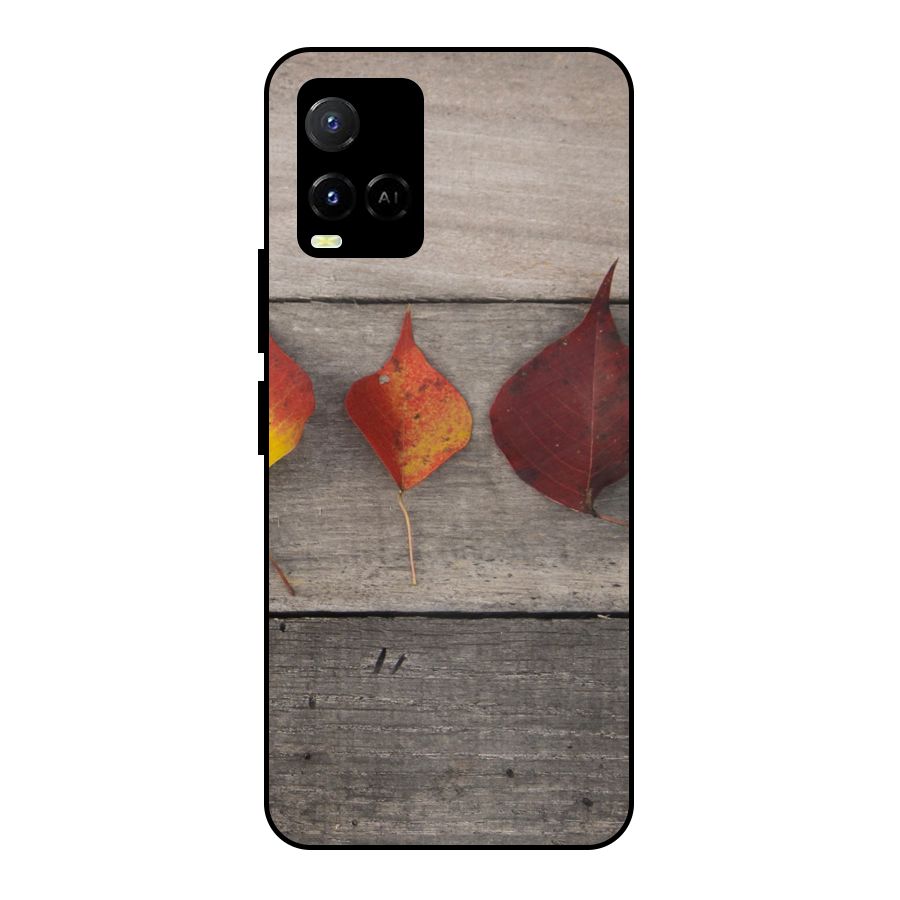Beautiful Wood Leafs Metal Back Case for Vivo Y21