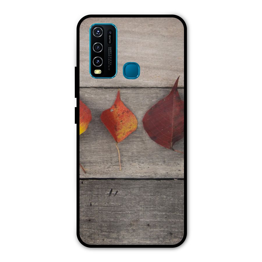 Beautiful Wood Leafs Metal Back Case for Vivo Y30