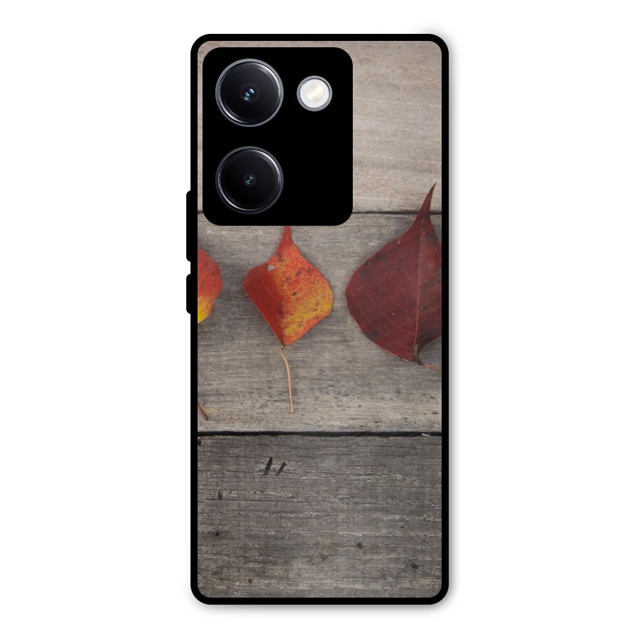 Beautiful Wood Leafs Metal Back Case for Vivo Y300 Plus