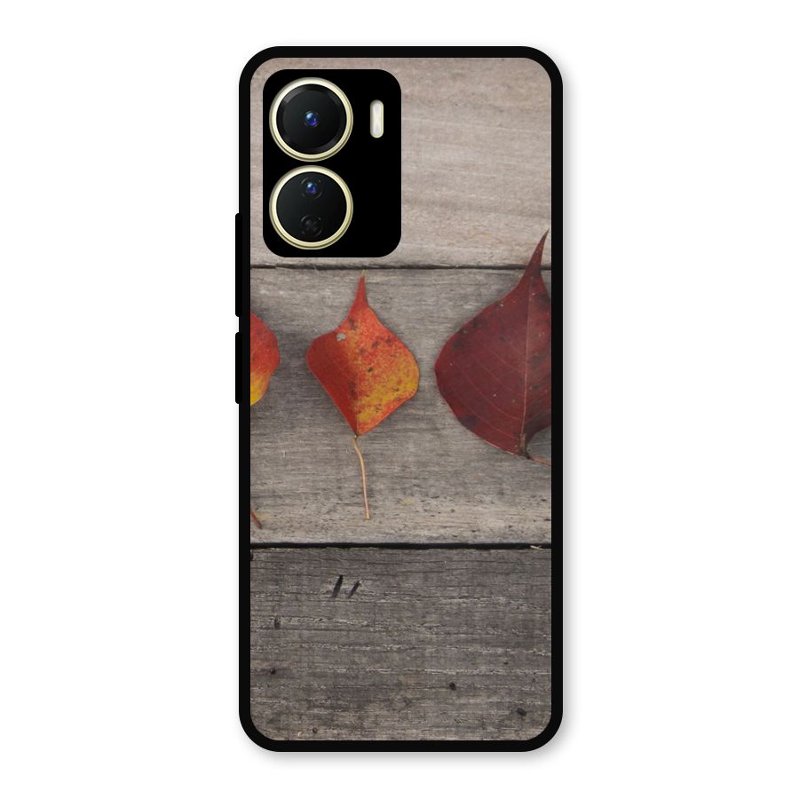 Beautiful Wood Leafs Metal Back Case for Vivo Y56