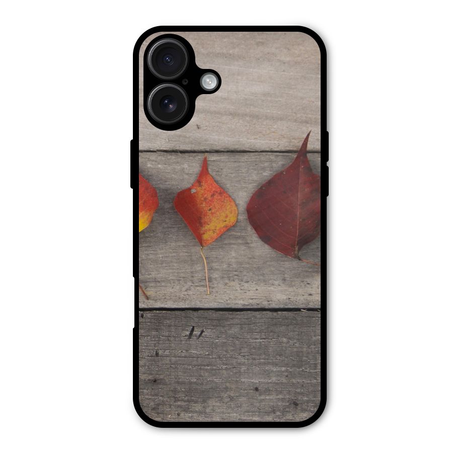 Beautiful Wood Leafs Metal Back Case for iPhone 16 Plus