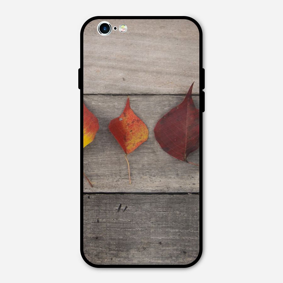 Beautiful Wood Leafs Metal Back Case for iPhone 6 6s