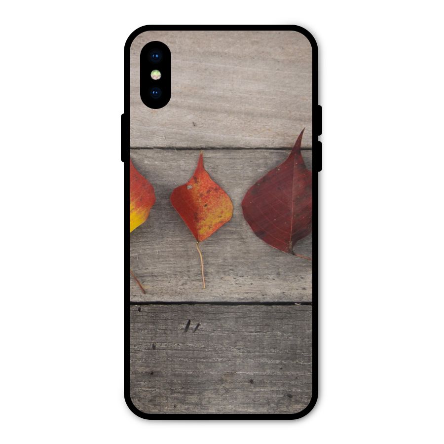 Beautiful Wood Leafs Metal Back Case for iPhone XS