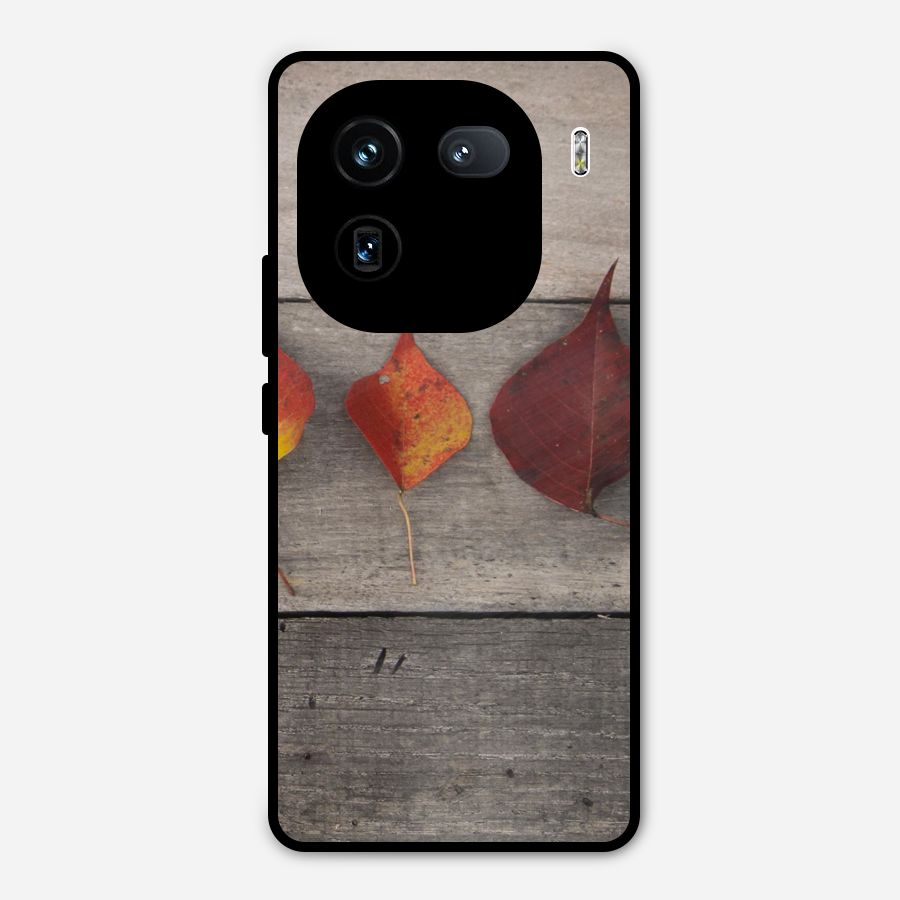 Beautiful Wood Leafs Metal Back Case for iQOO 12