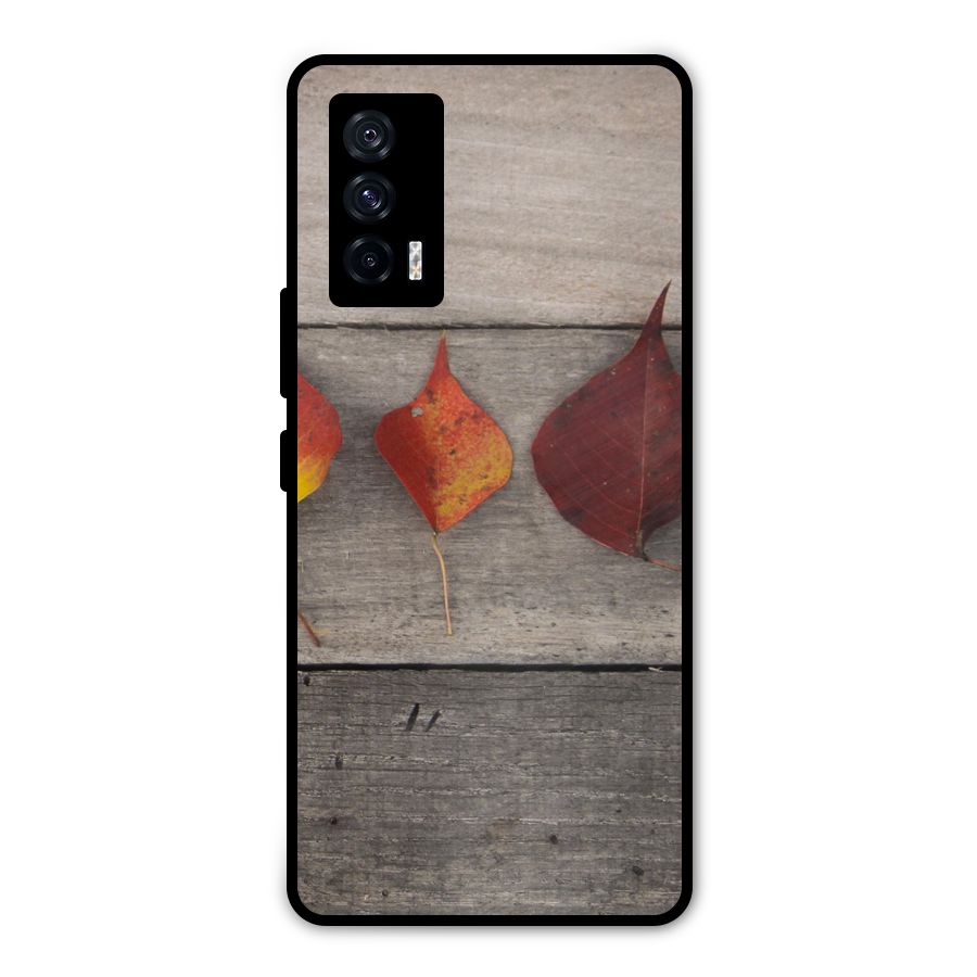 Beautiful Wood Leafs Metal Back Case for iQOO 7 5G