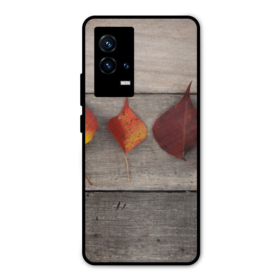 Beautiful Wood Leafs Metal Back Case for iQOO 9 5G